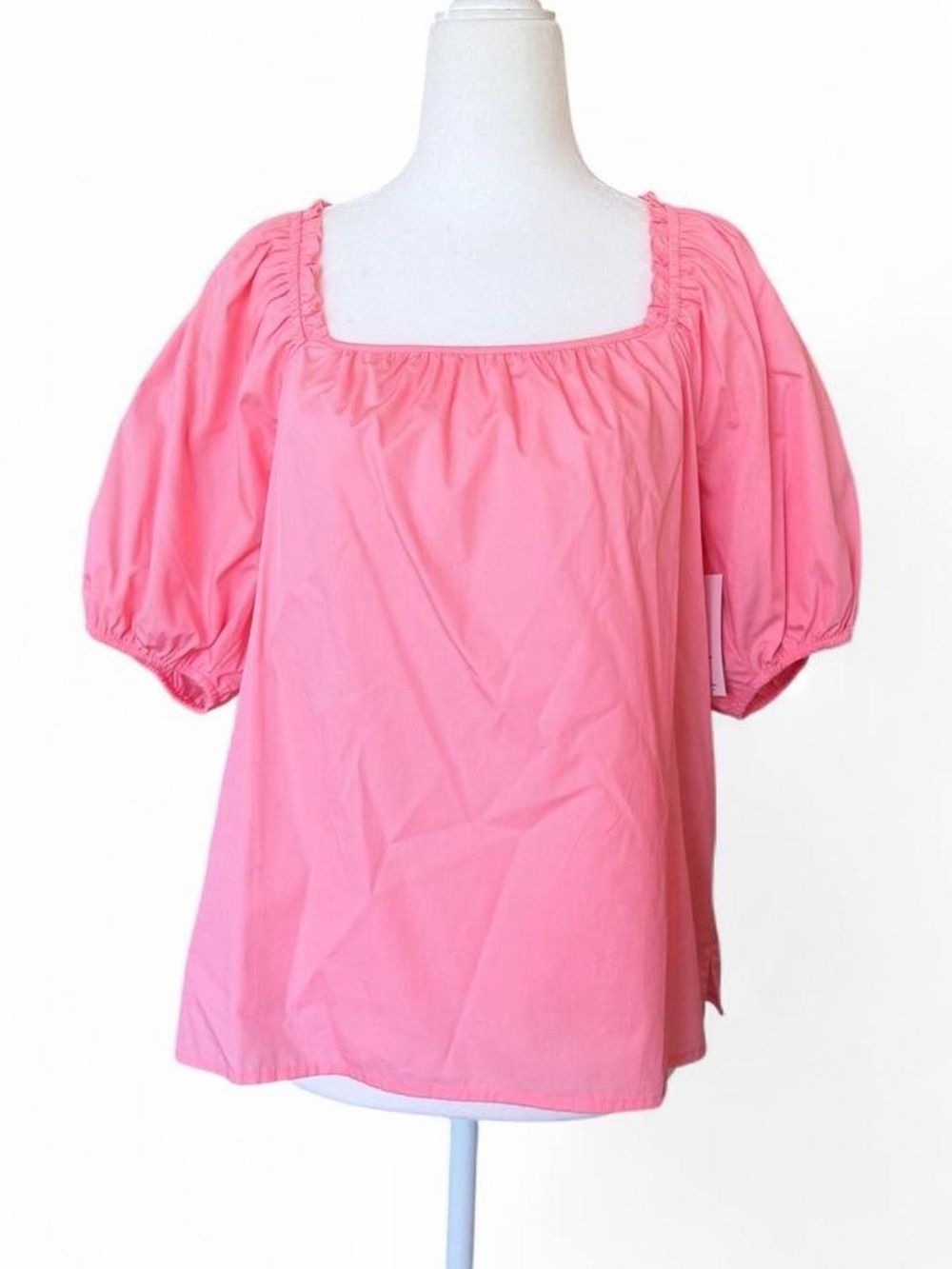 Coquette Pink Square-Neck Puff Sleeve Top